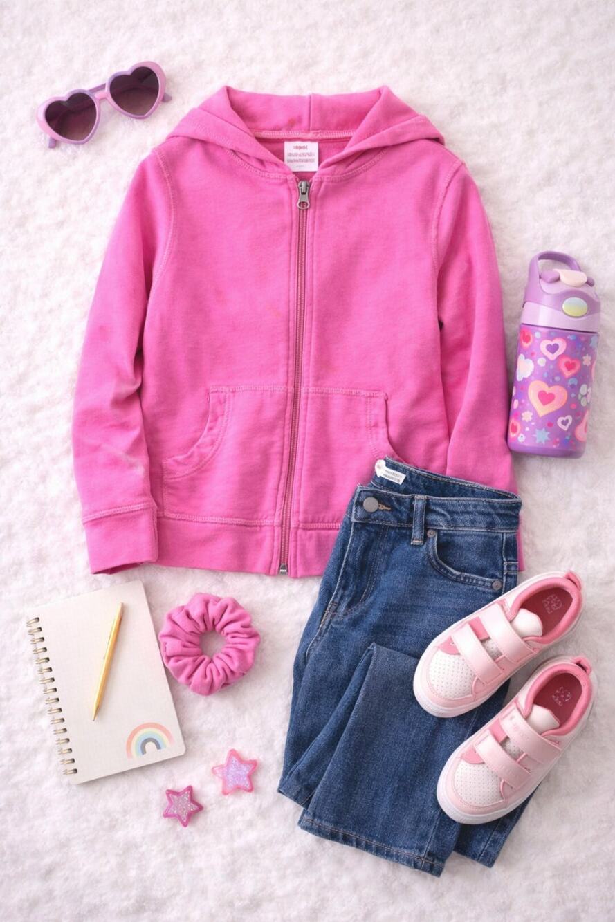 Hanna Andersson Kids Girls Zip Up French Terry Hoodie Pink Cotton Size 8